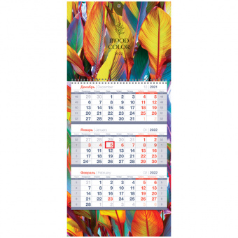 Календарь квартальный 3 блистера на гребне, OfficeSpace Mini premium "Sweet flowers", 2022 г.