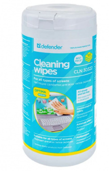 Салфетки чистящие для экранов и мониторов DEFENDER CLN30322 в банке 100шт 