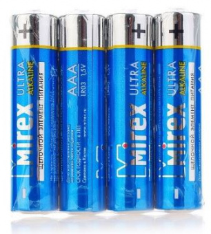Батарейка щелочная Mirex LR03/AAA 1,5V 4шт (4/40/1000) пленка