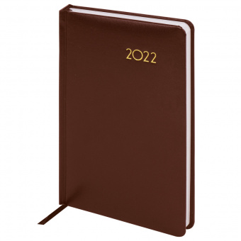 Ежедневник датированный 2022 А5 138x213 мм BRAUBERG "Select", балакрон, коричневый