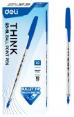 Ручка шариковая DELI THINK синяя 1мм пулевидный наконечник пластик