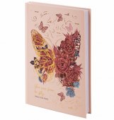 Ежедневник недатированный А5 (145х215 мм), ламинированная обложка с фольгой, 128 л., STAFF, "Butterfly"