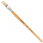 Кисть ПИФАГОР, ЩЕТИНА, плоская, № 12, деревянная лакированная ручка, пакет с подвесом