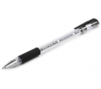 Ручка гелевая с грипом STAFF "EVERYDAY" GP-192, ЧЕРНАЯ, корпус прозрачный, узел 0,5 мм, линия письма 0,35 мм