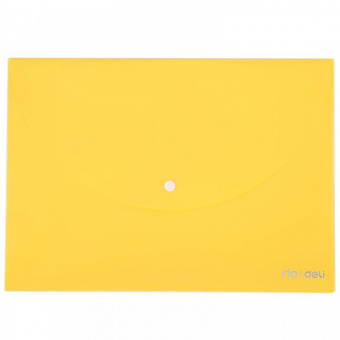 Папка-конверт на кнопке А4 180мкм желтая полупрозрачная DELI 
