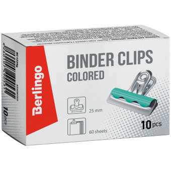 Зажим-бульдог для бумаг Berlingo, 25 мм, цветной