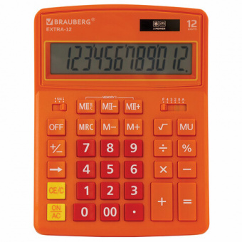 Калькулятор 12р BRAUBERG EXTRA-12-RG оранжевый 206x155мм двойное питание, настольный